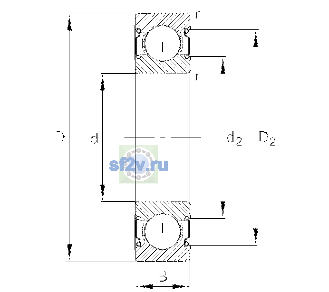 Схема подшипника 6205-C-2Z-L038-C3
