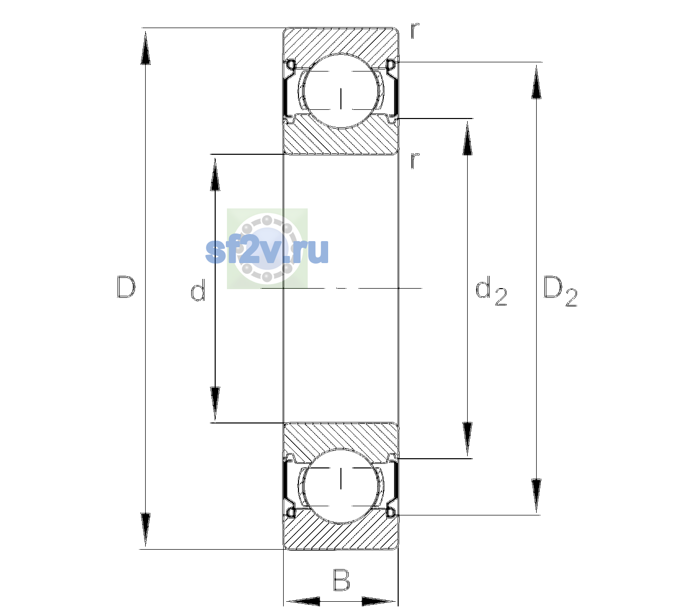 Схема подшипника 6205-C-2Z-L138