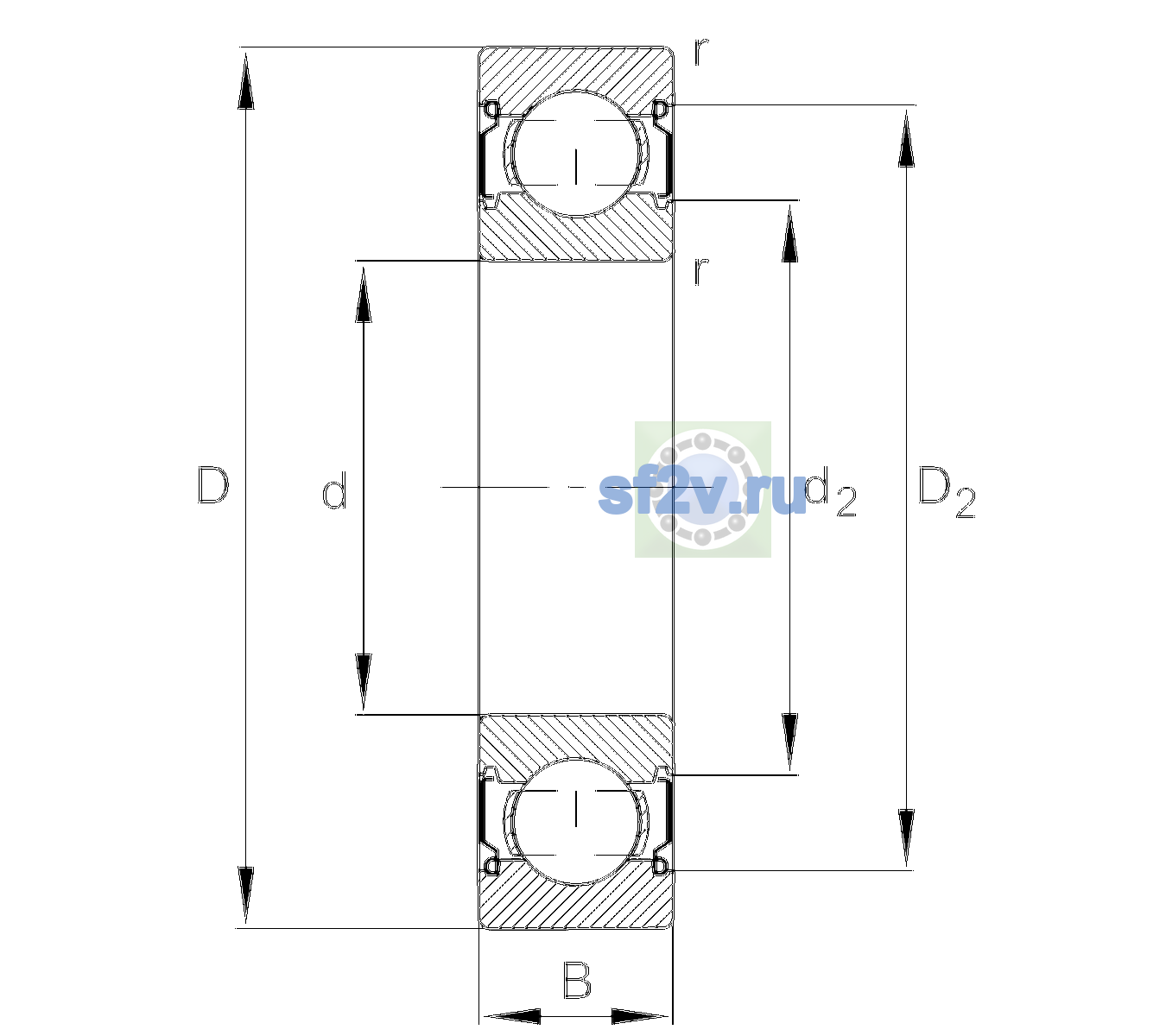Схема подшипника 6205-C-2Z-L138-C3