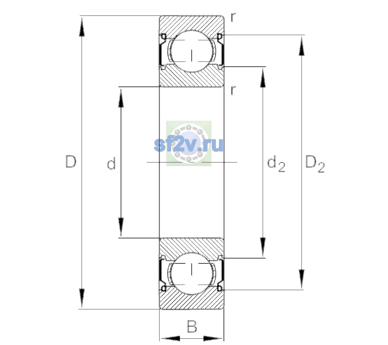 Схема подшипника 6205-C-2Z-L408-C3