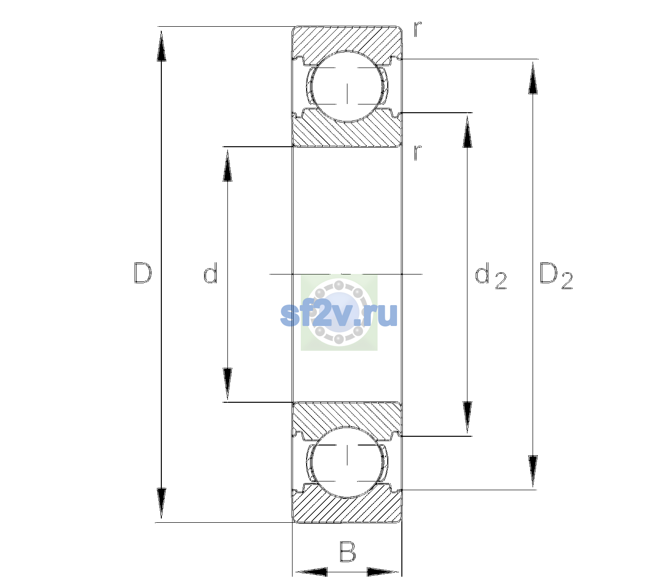 Схема подшипника 6205-C-C4>V