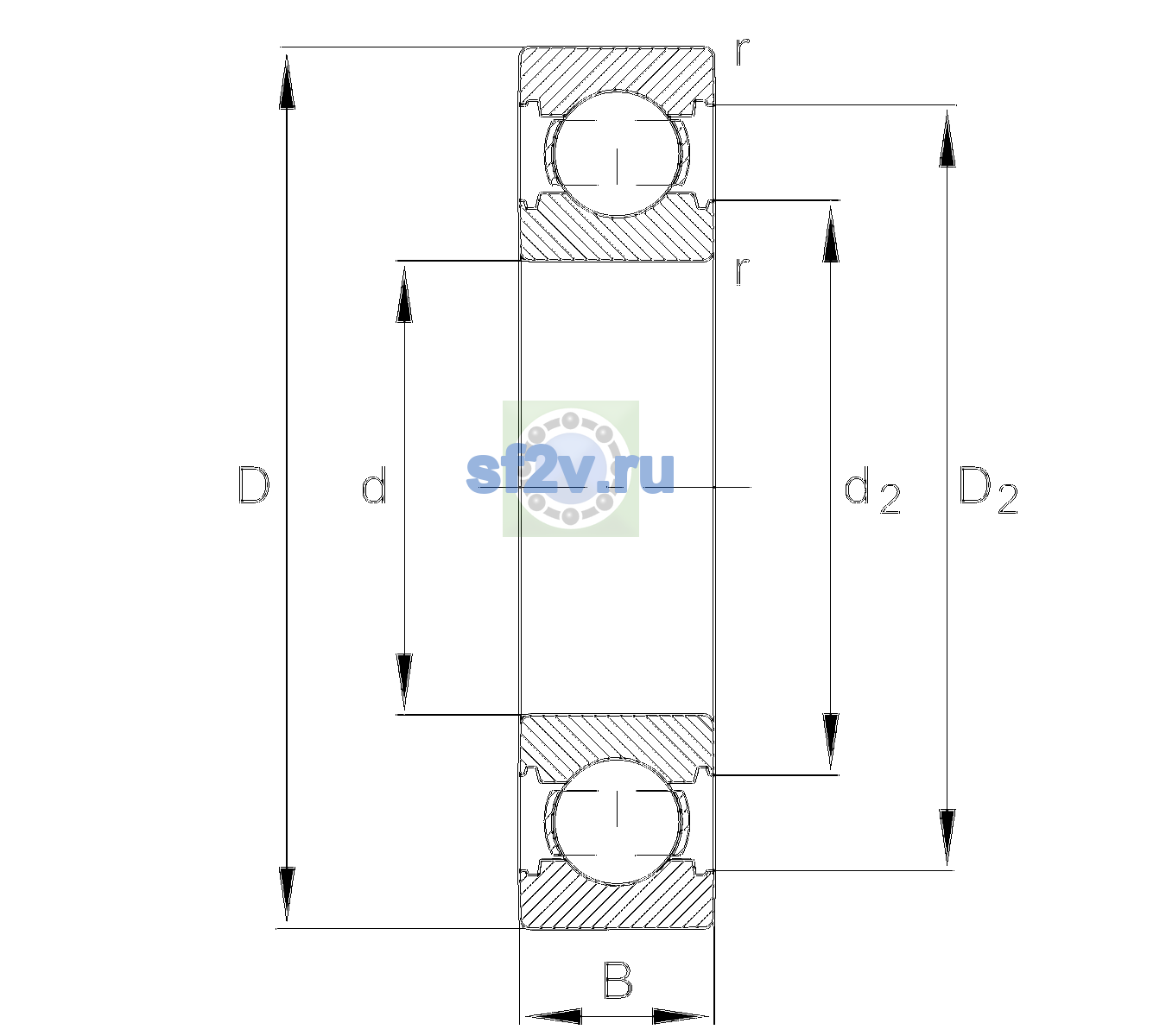 Схема подшипника 6205-C-TVH-C4>V