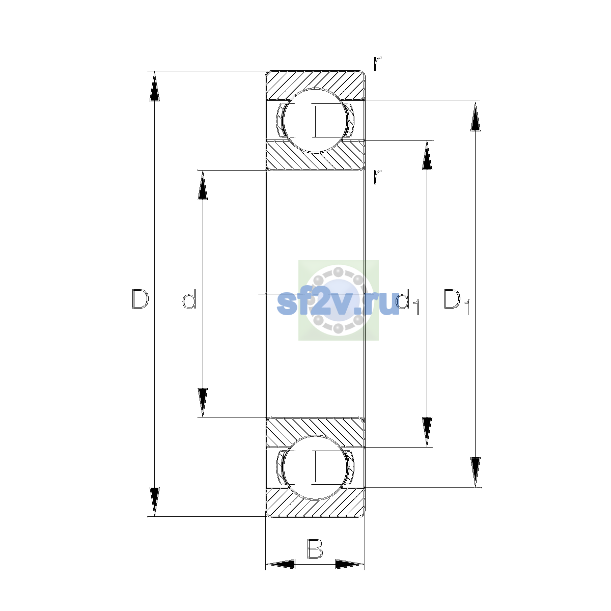 Схема подшипника 6205-H305-C3