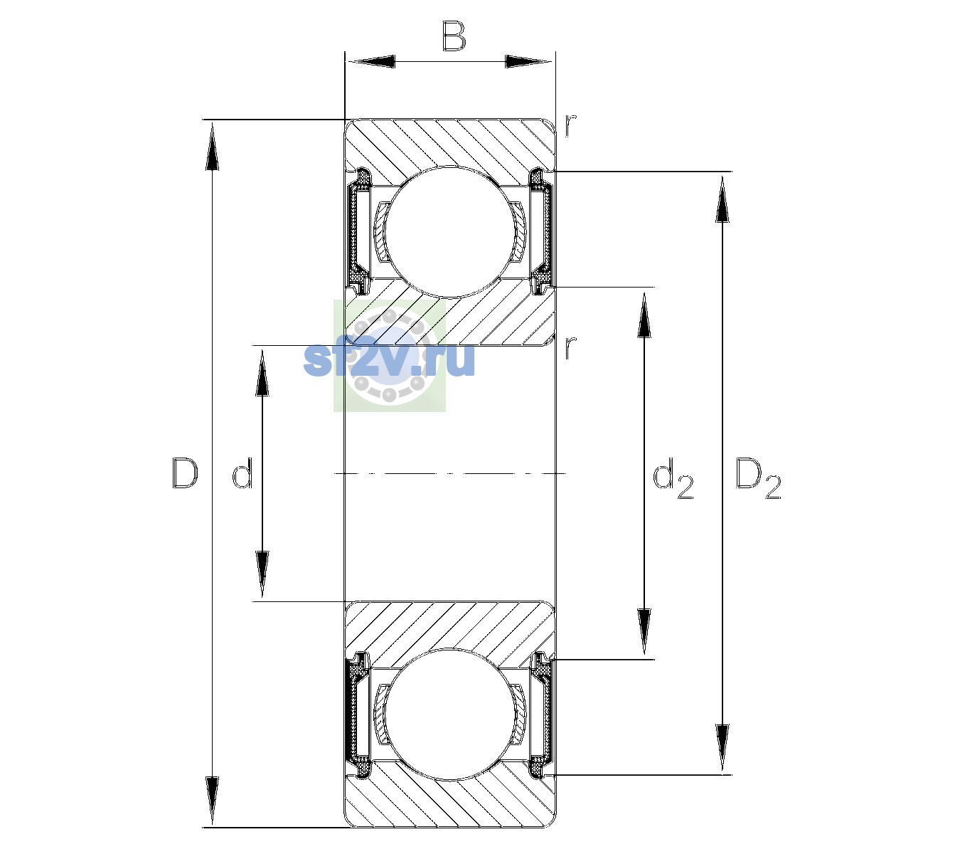 Схема подшипника 6206-C-2BRS-L038-C3>V
