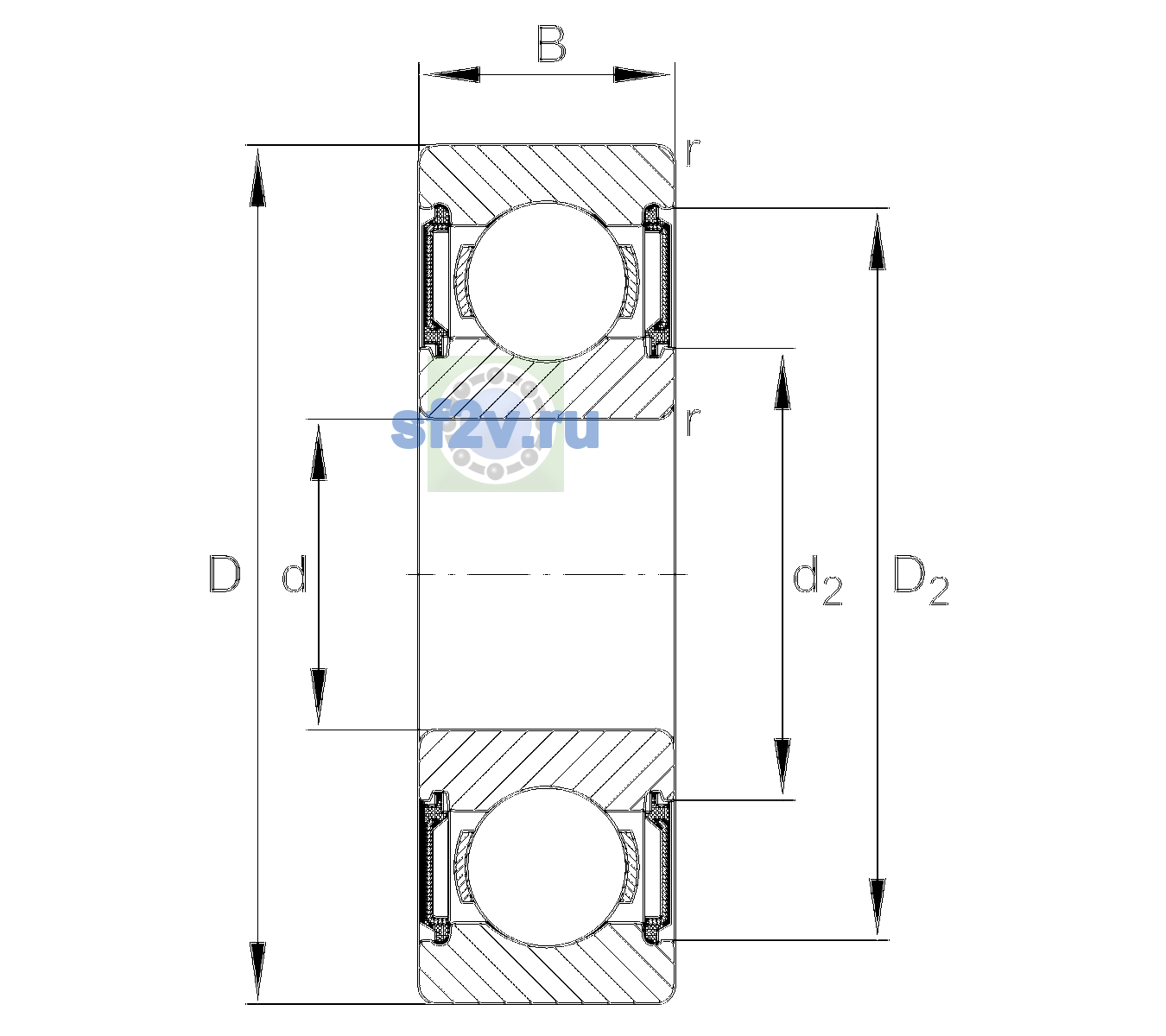 Схема подшипника 6206-C-2BRS-TVH-L178-C3>V