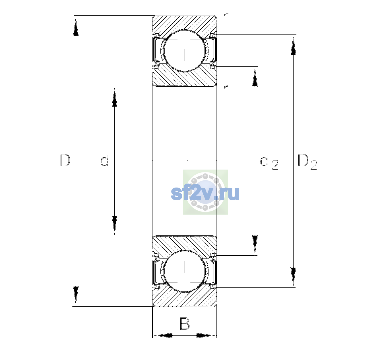 Схема подшипника 6206-C-2HRS-L138-CM>V