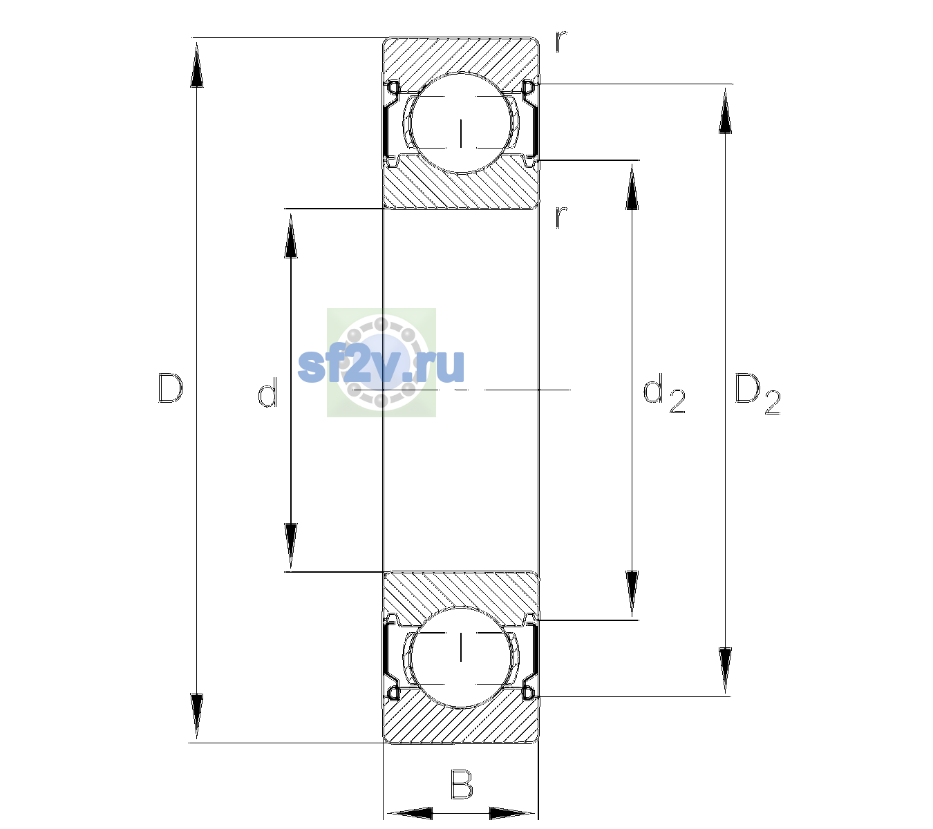 Схема подшипника 6206-C-2Z-L138-C3>V