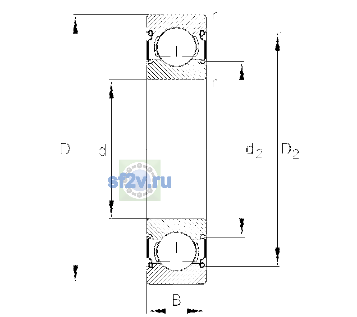 Схема подшипника 6206-C-2Z-L138-CM>V