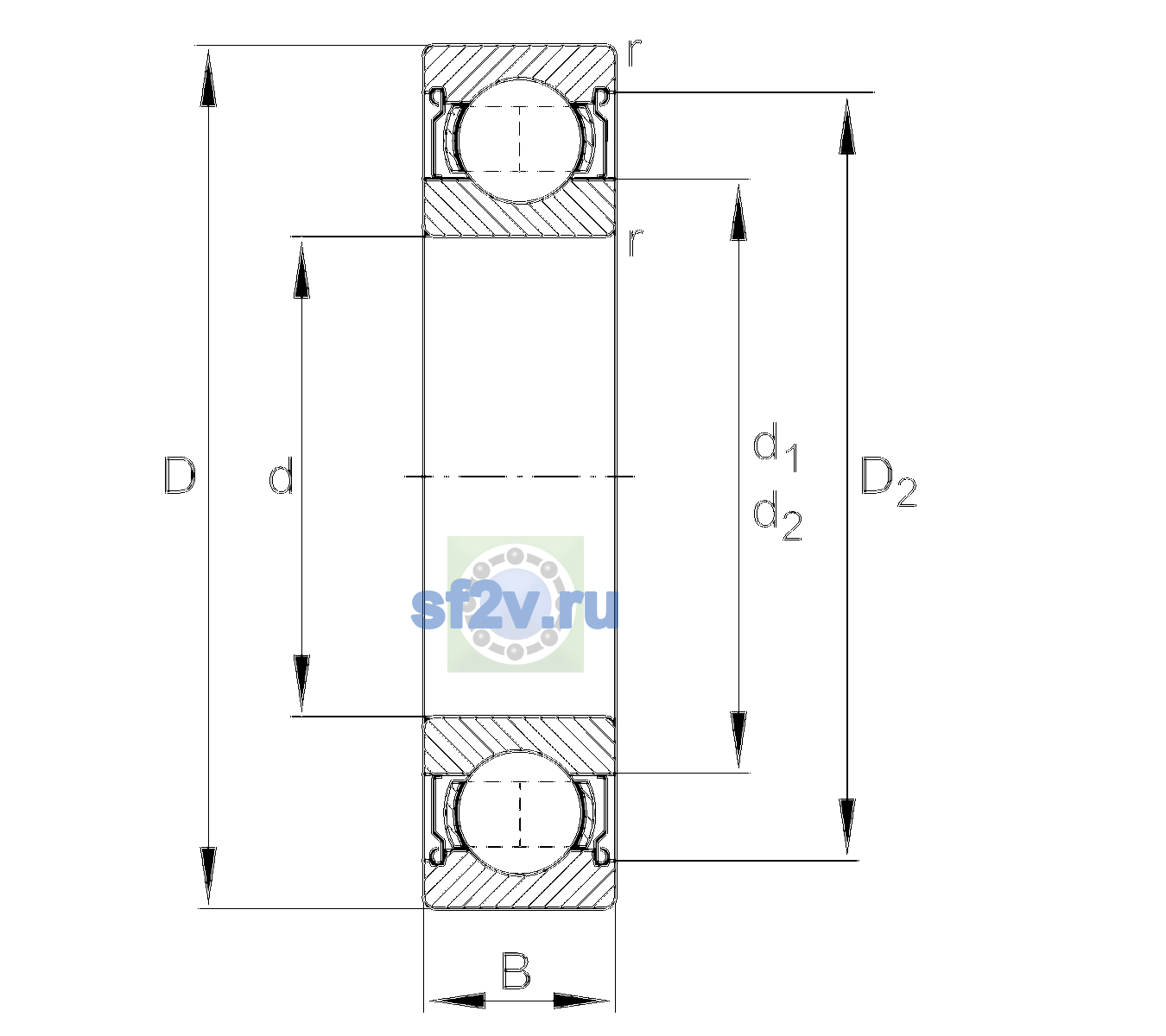 Схема подшипника 6207-2Z-L100-C3