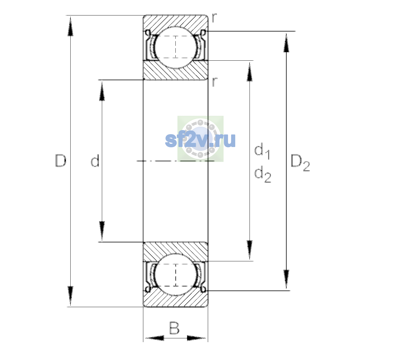 Схема подшипника 6207-2Z-L207