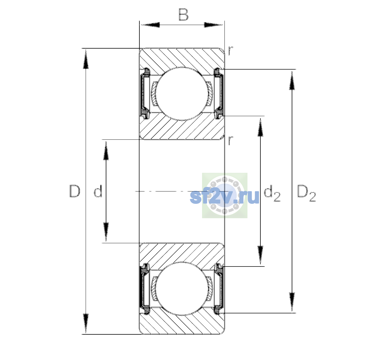 Схема подшипника 6207-C-2BRS