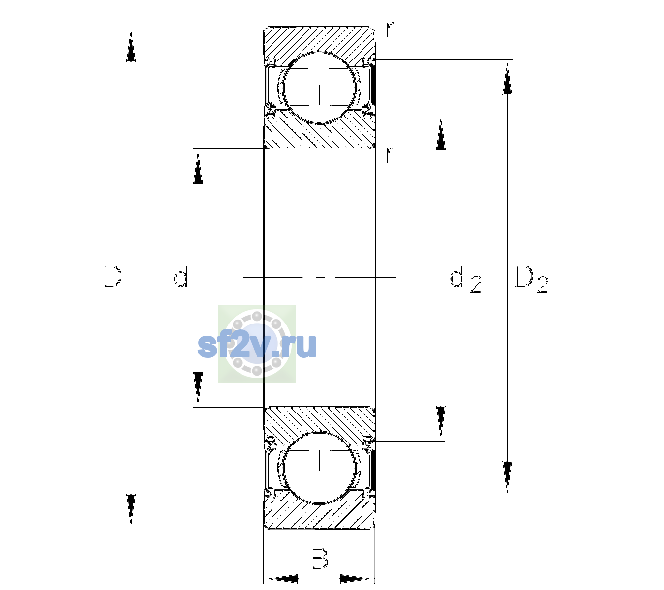 Схема подшипника 6207-C-2ELS-L038