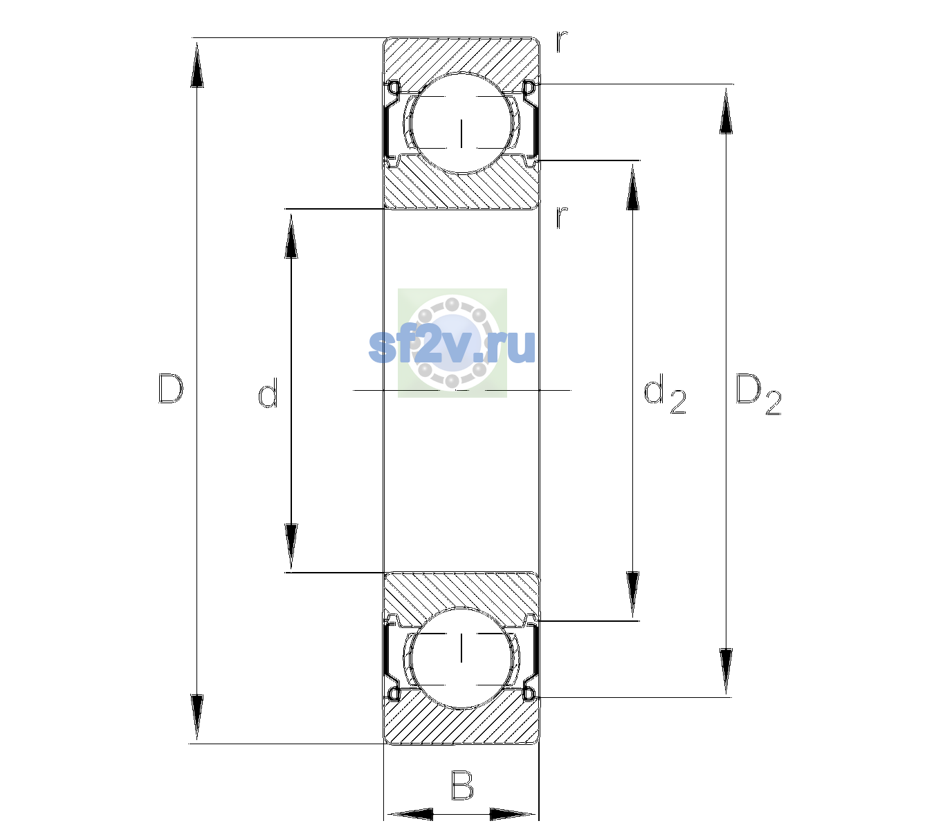 Схема подшипника 6207-C-2Z-L207-C3