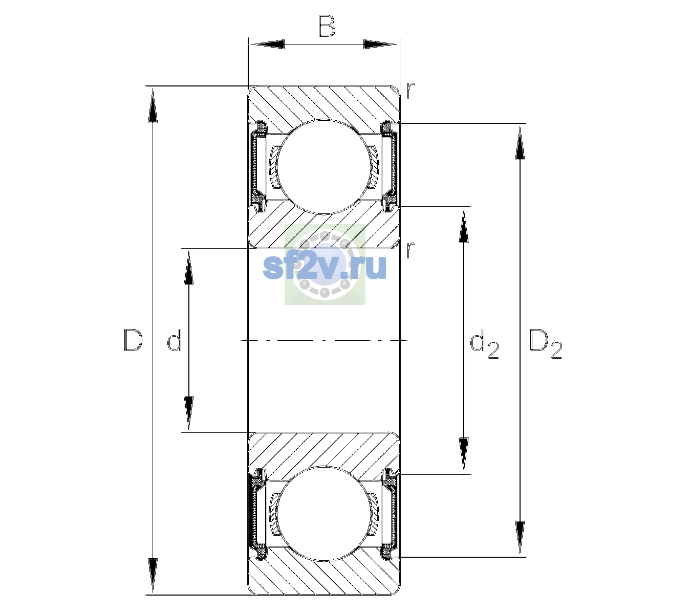 Схема подшипника 6208-C-2BRS-L138