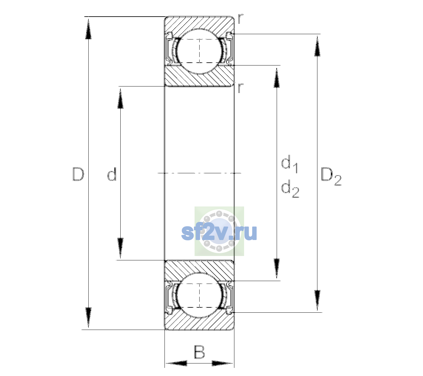 Схема подшипника 6209-2RSR-L138-C3