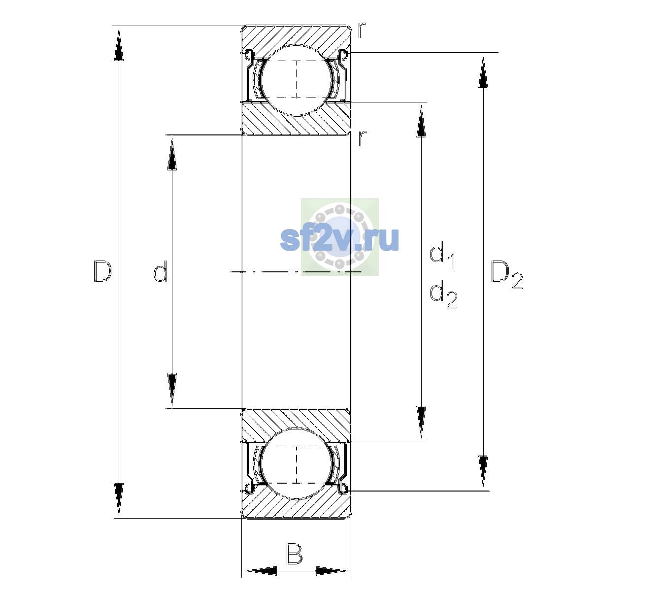 Схема подшипника 6209-2Z-L138-C3