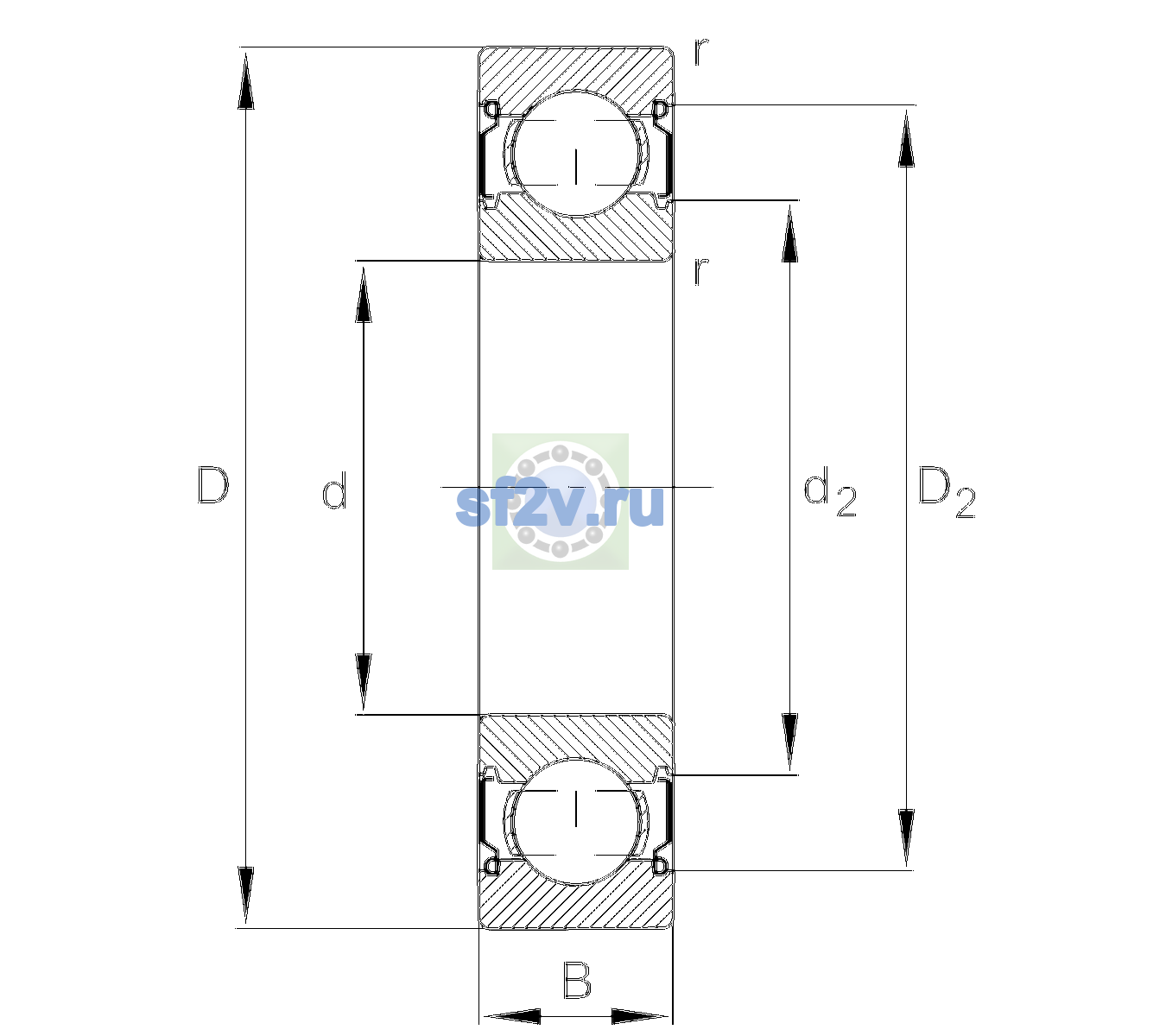Схема подшипника 6209-C-2Z-L138-C3