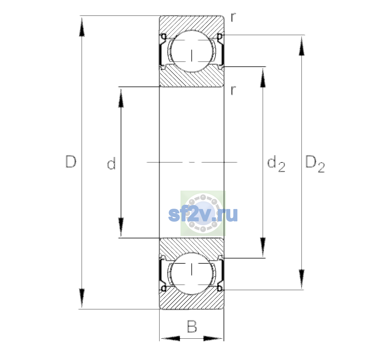 Схема подшипника 6209-C-2Z-L138-CM