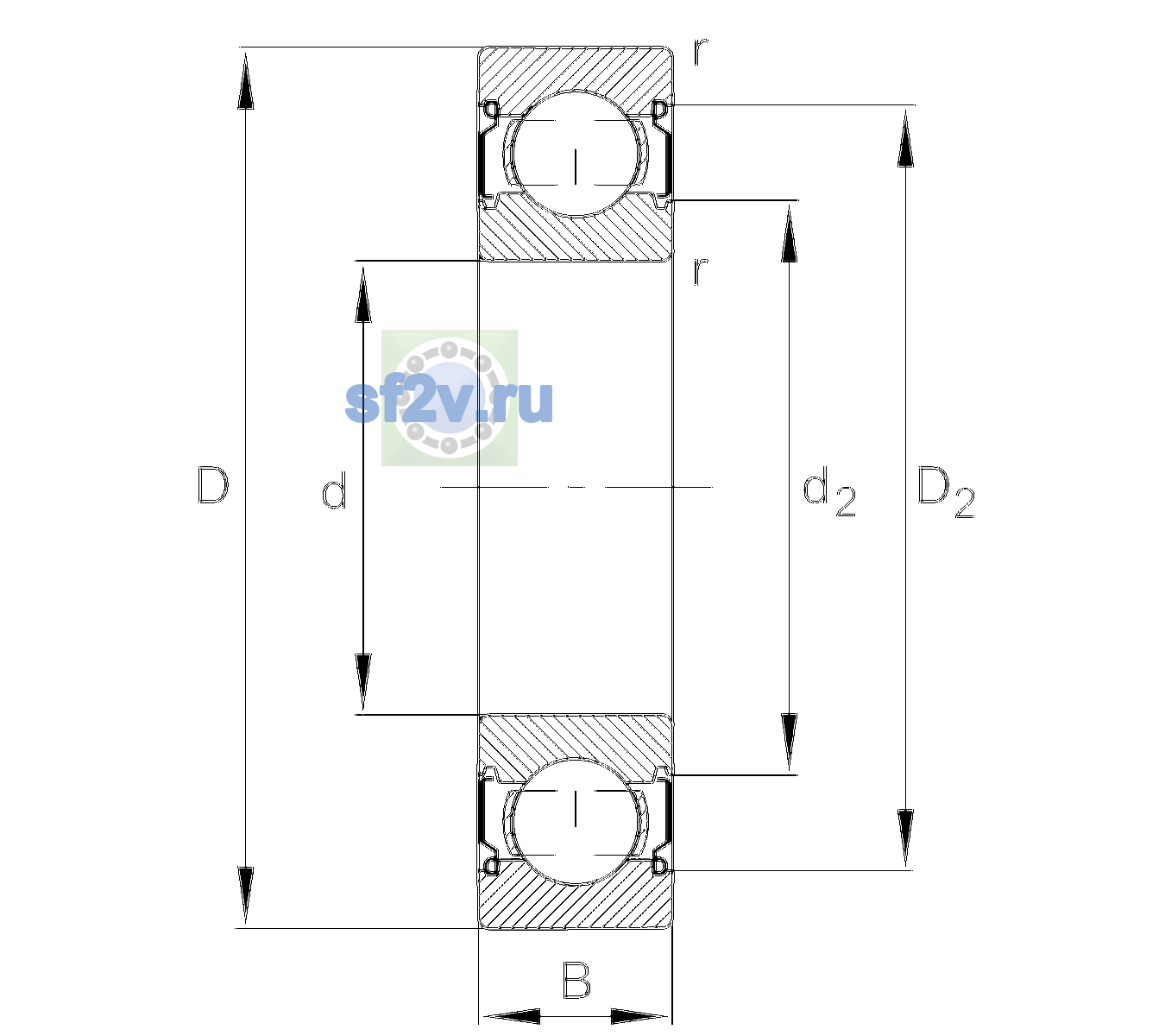 Схема подшипника 6210-C-2Z-L138-C3