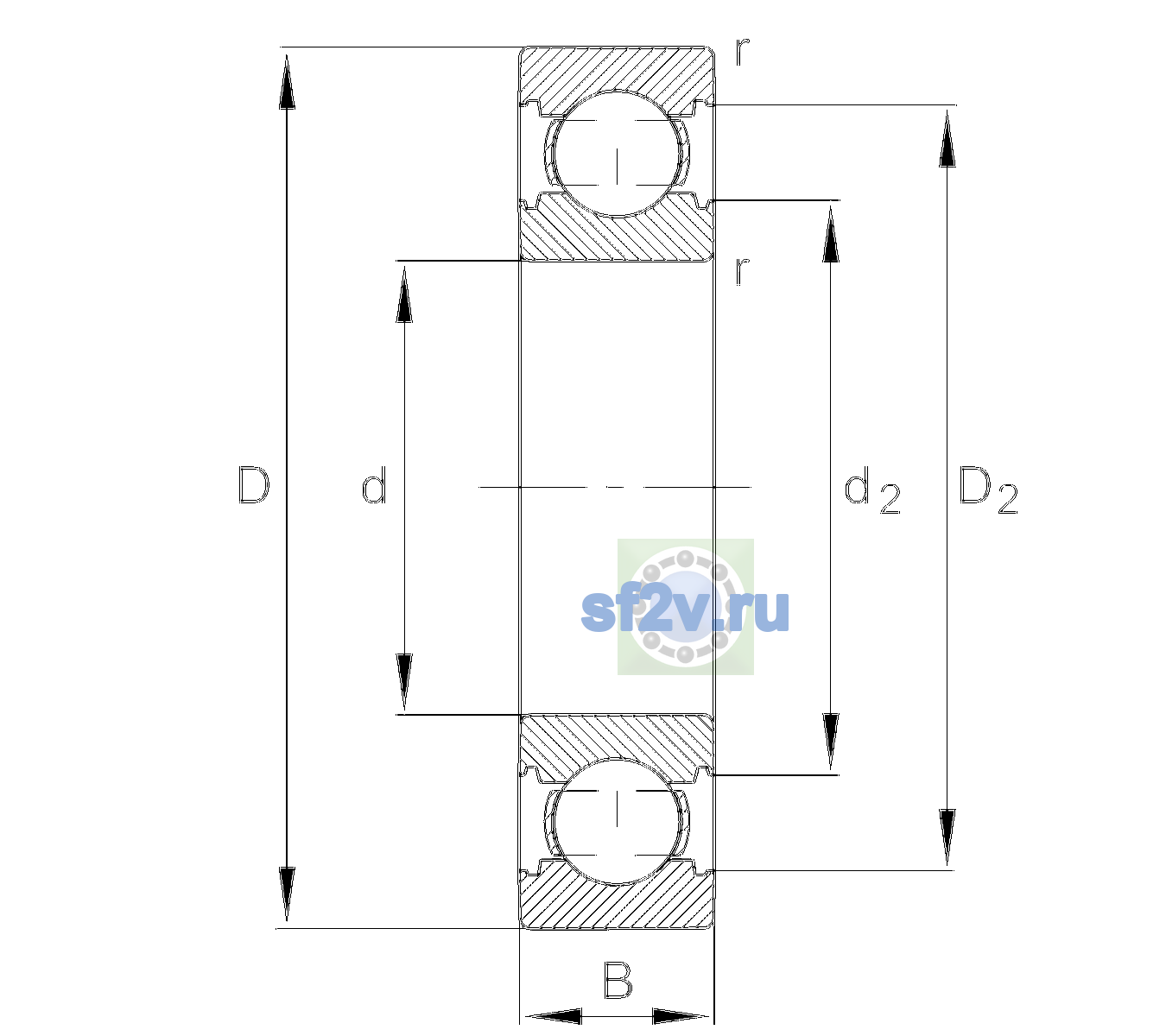 Схема подшипника 6210-C-TVH-C4