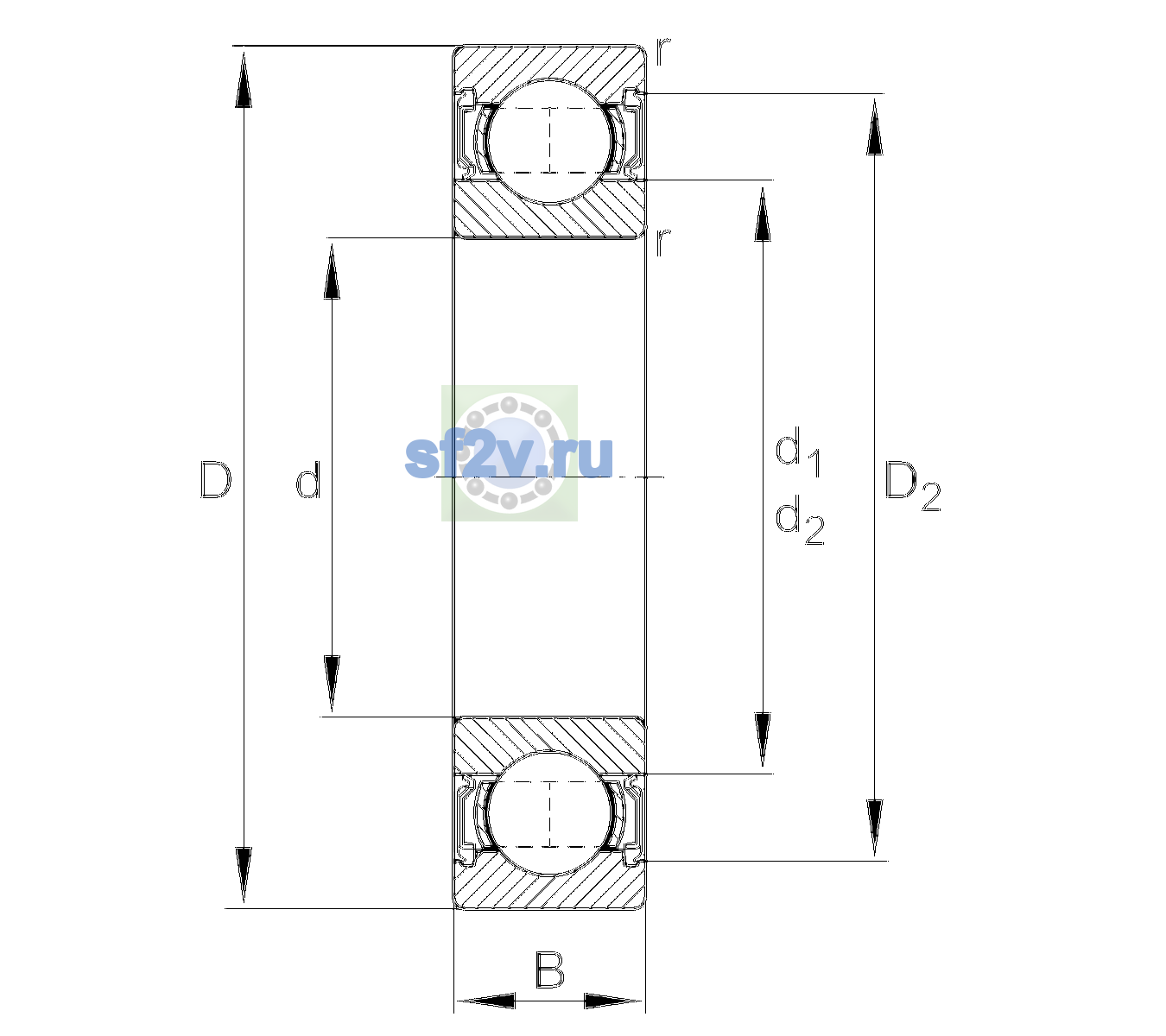 Схема подшипника 6213-2RSR-L138-C3