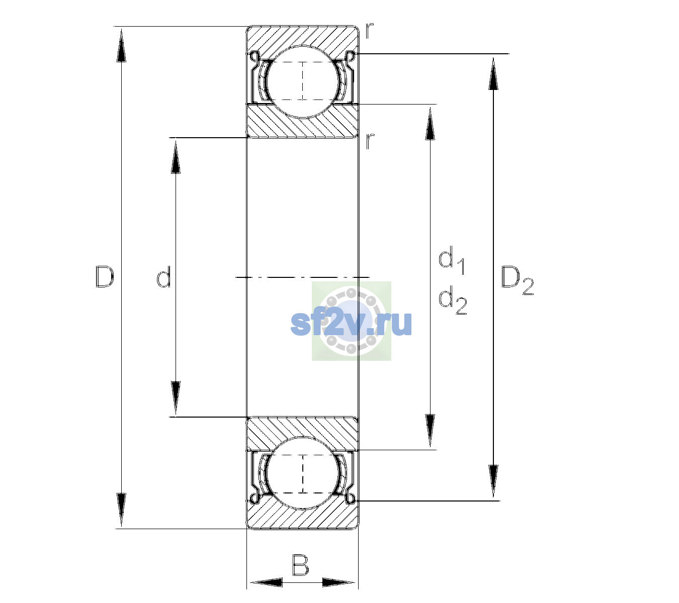 Схема подшипника 6213-2Z-L069-C3