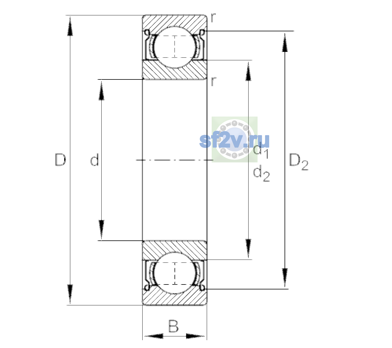 Схема подшипника 6213-2Z-L138-C3