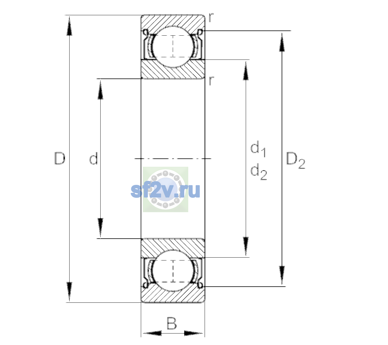 Схема подшипника 6213-2Z-L207-C3