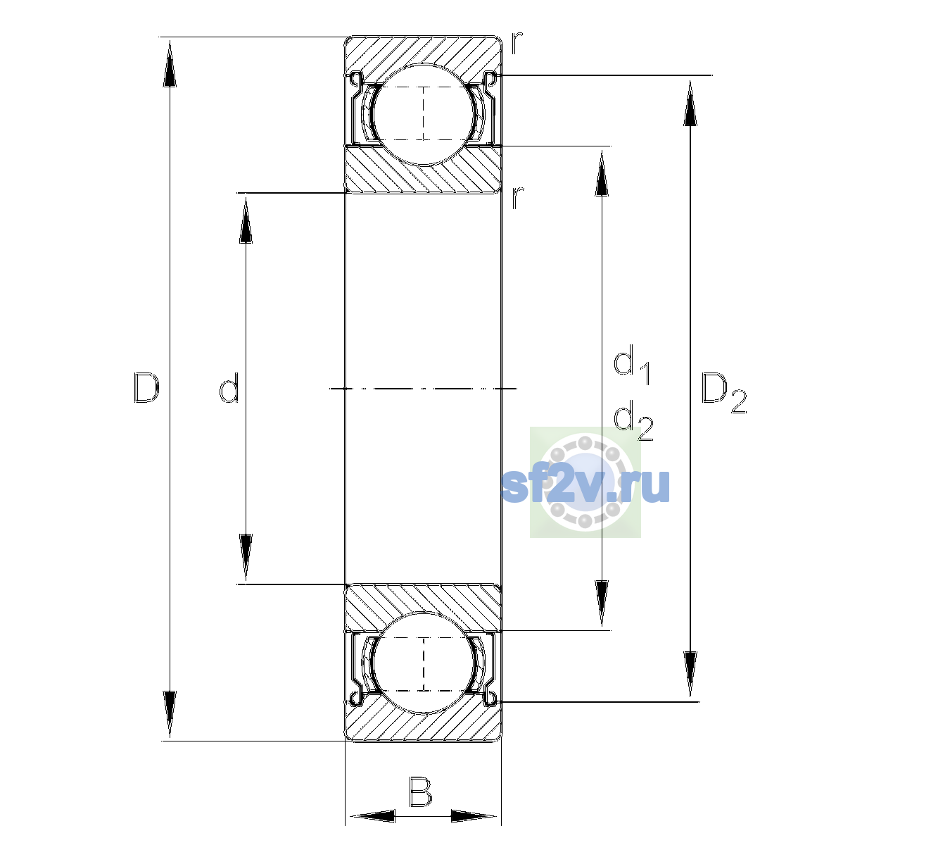 Схема подшипника 6213-2Z-L408-C3