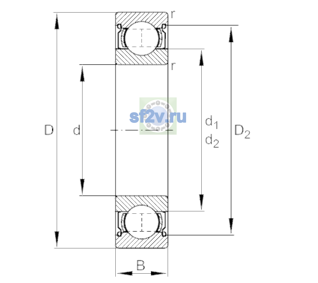 Схема подшипника 6214-2Z-L140