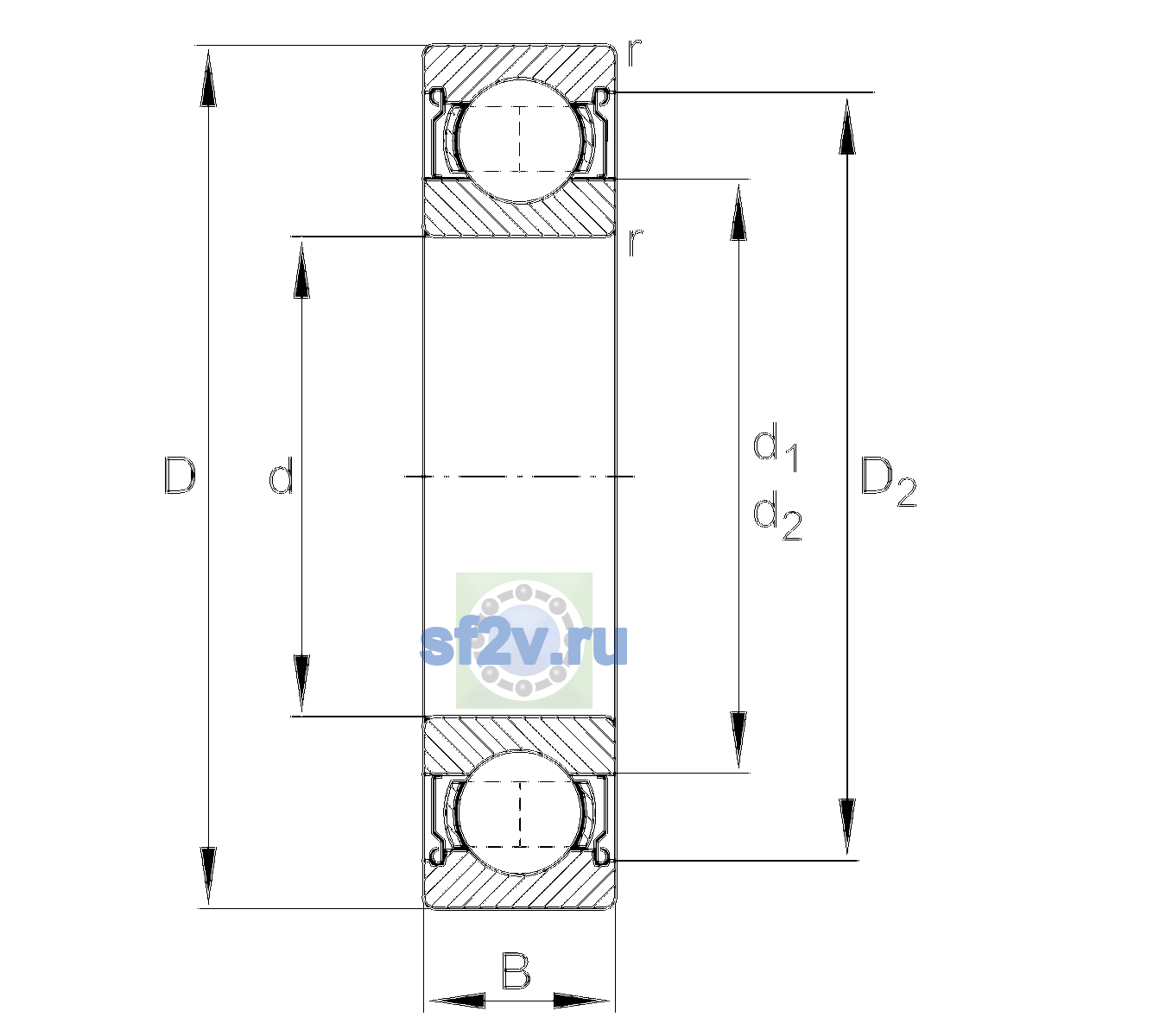 Схема подшипника 6214-2Z-L207-C3