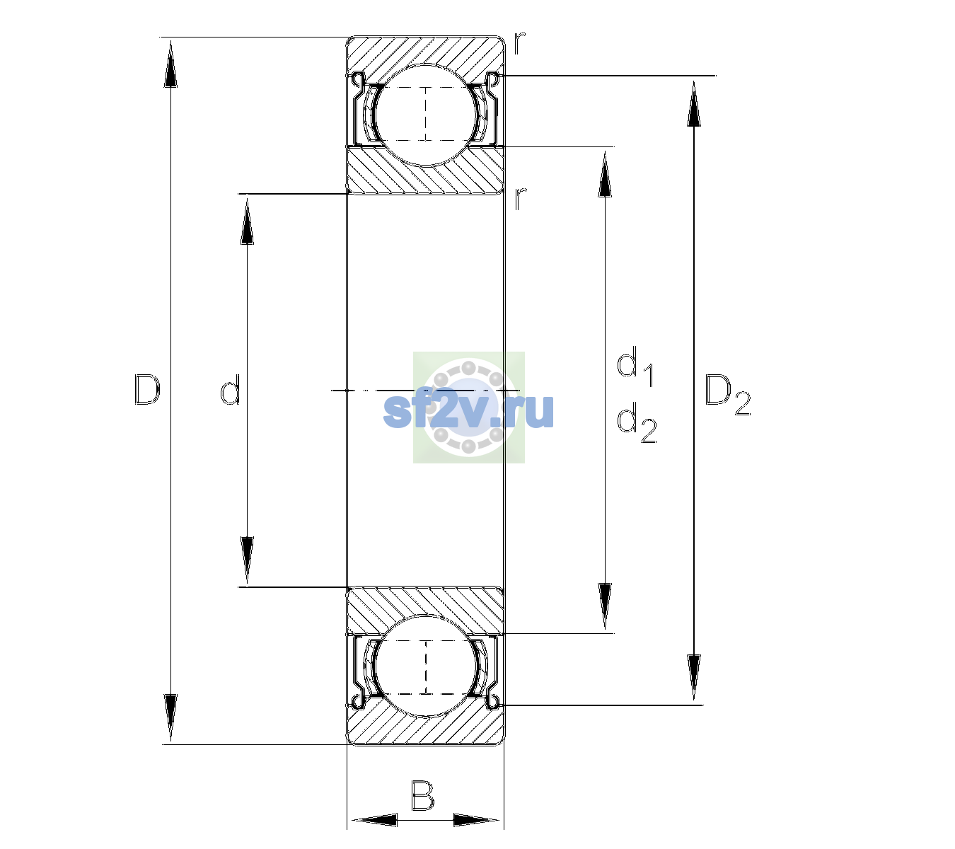Схема подшипника 6215-2Z-L140