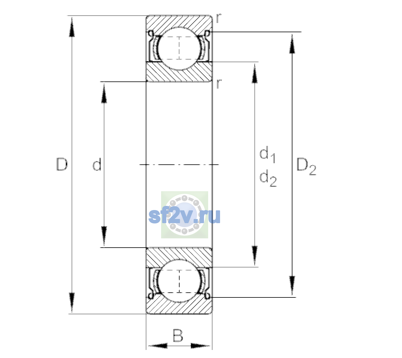 Схема подшипника 6215-2Z-L207-C3