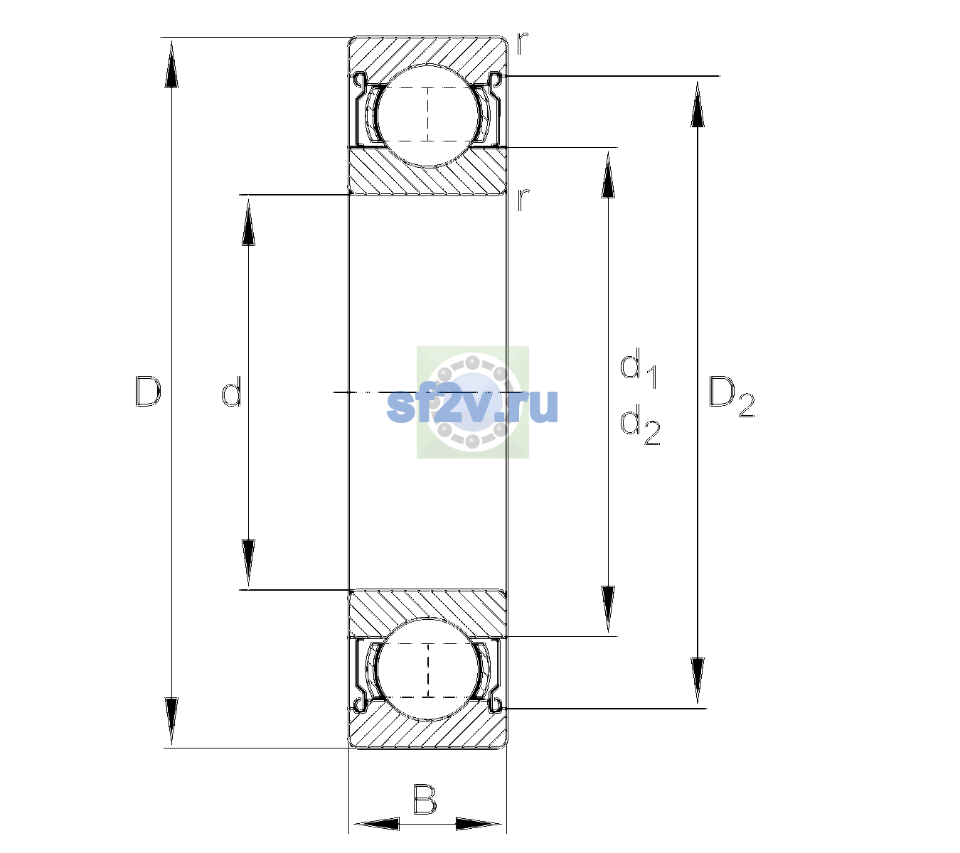 Схема подшипника 6216-2Z-L069-C4