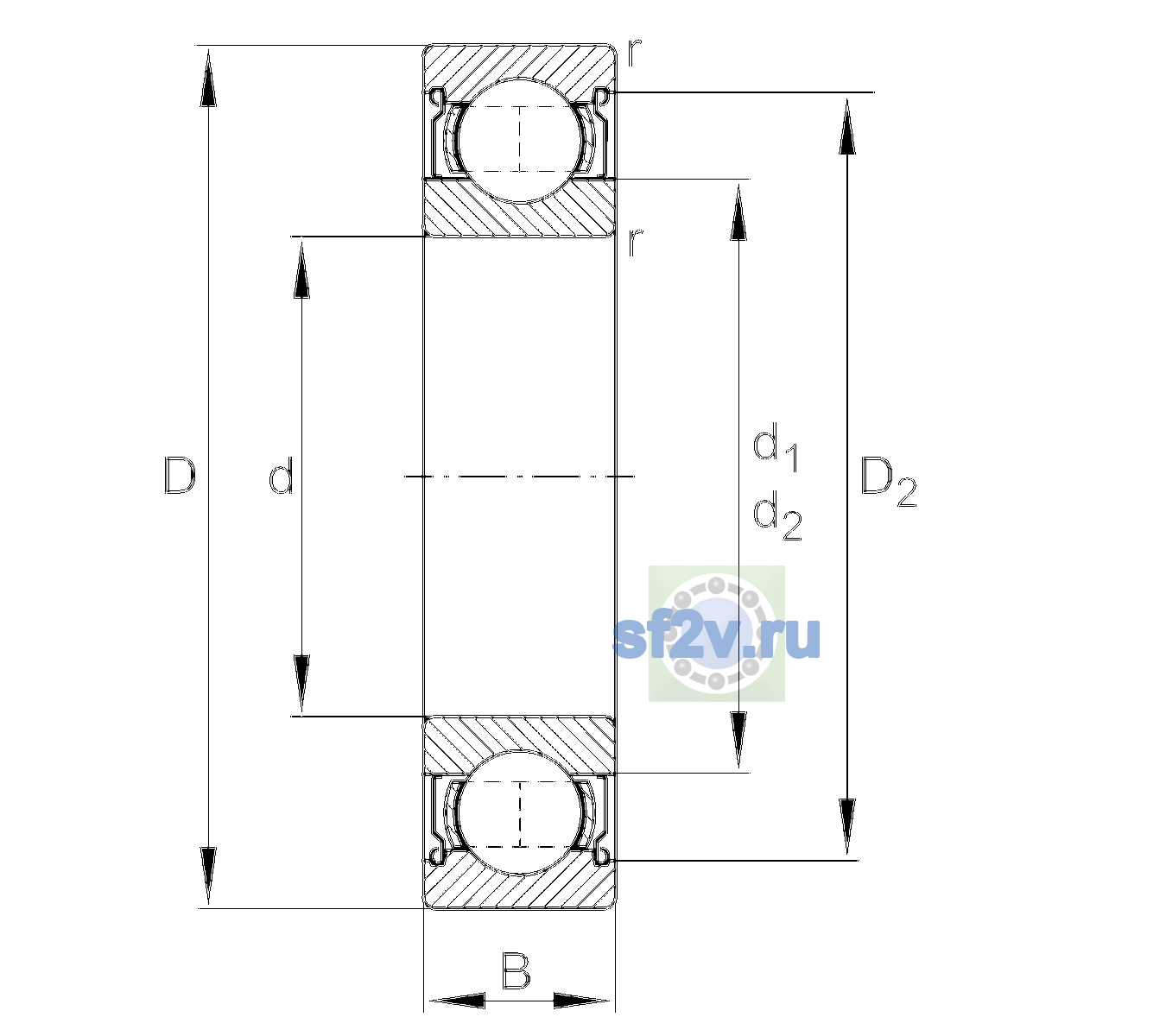 Схема подшипника 6216-2Z-L138