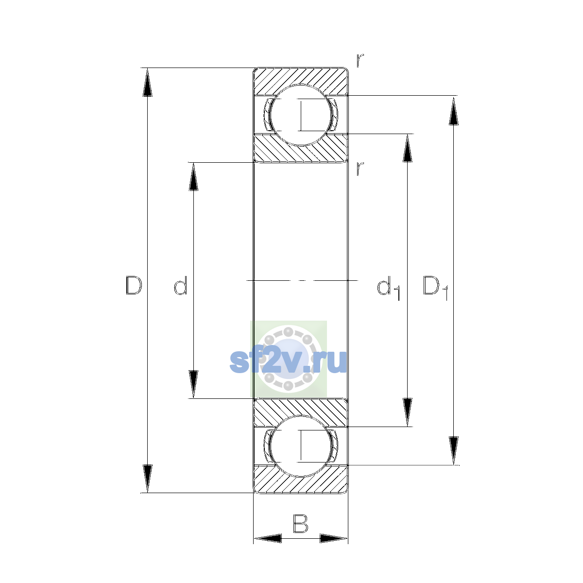 Схема подшипника 6220-J20AA-C3