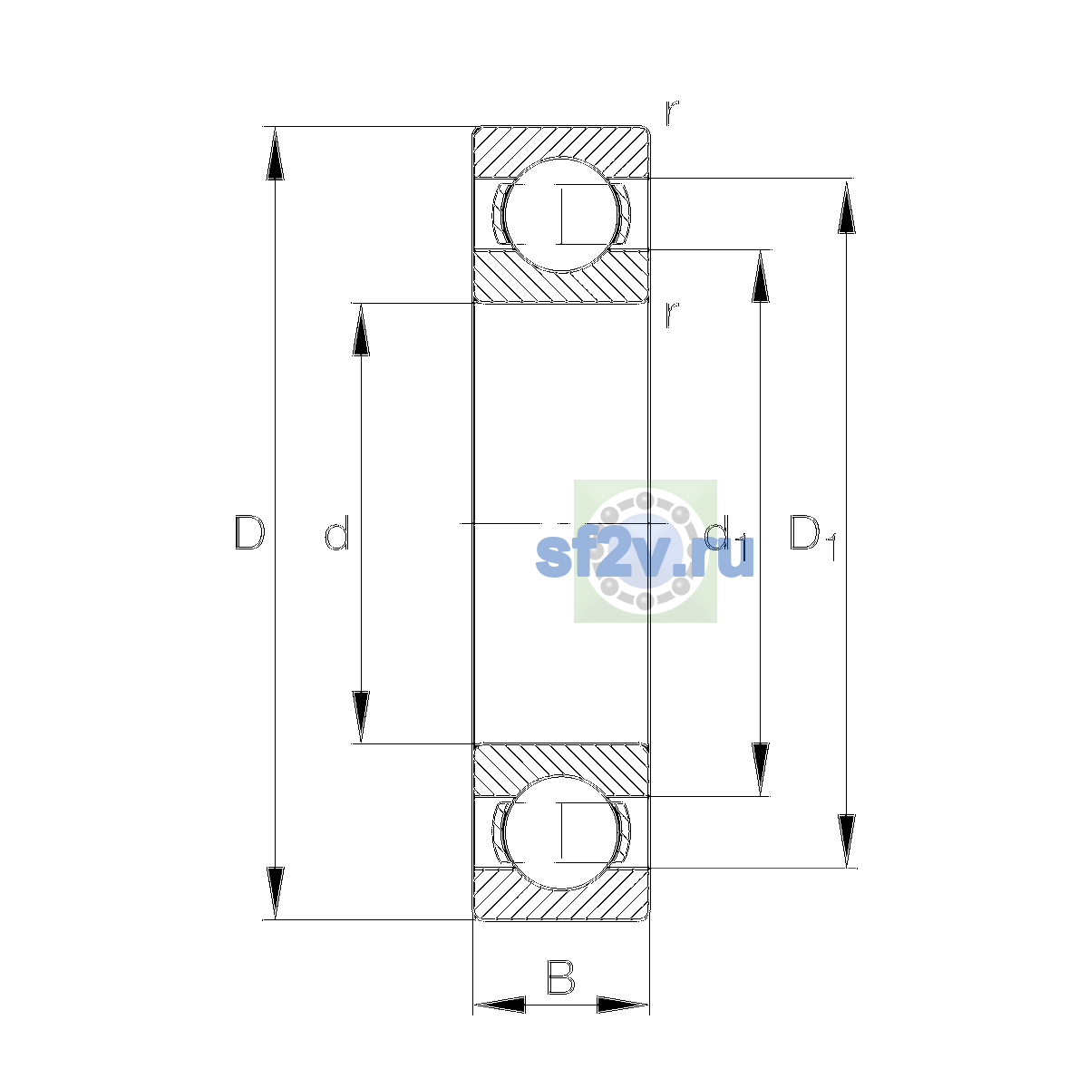 Схема подшипника 6220-J20AB-C3