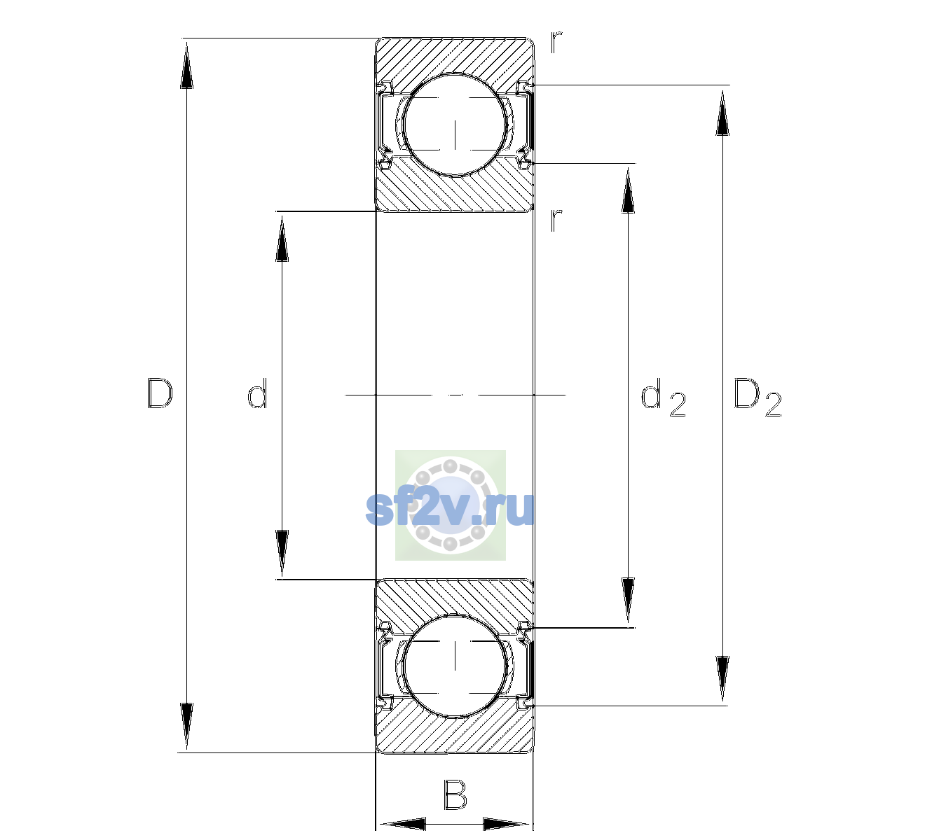 Схема подшипника 629-C-2HRS