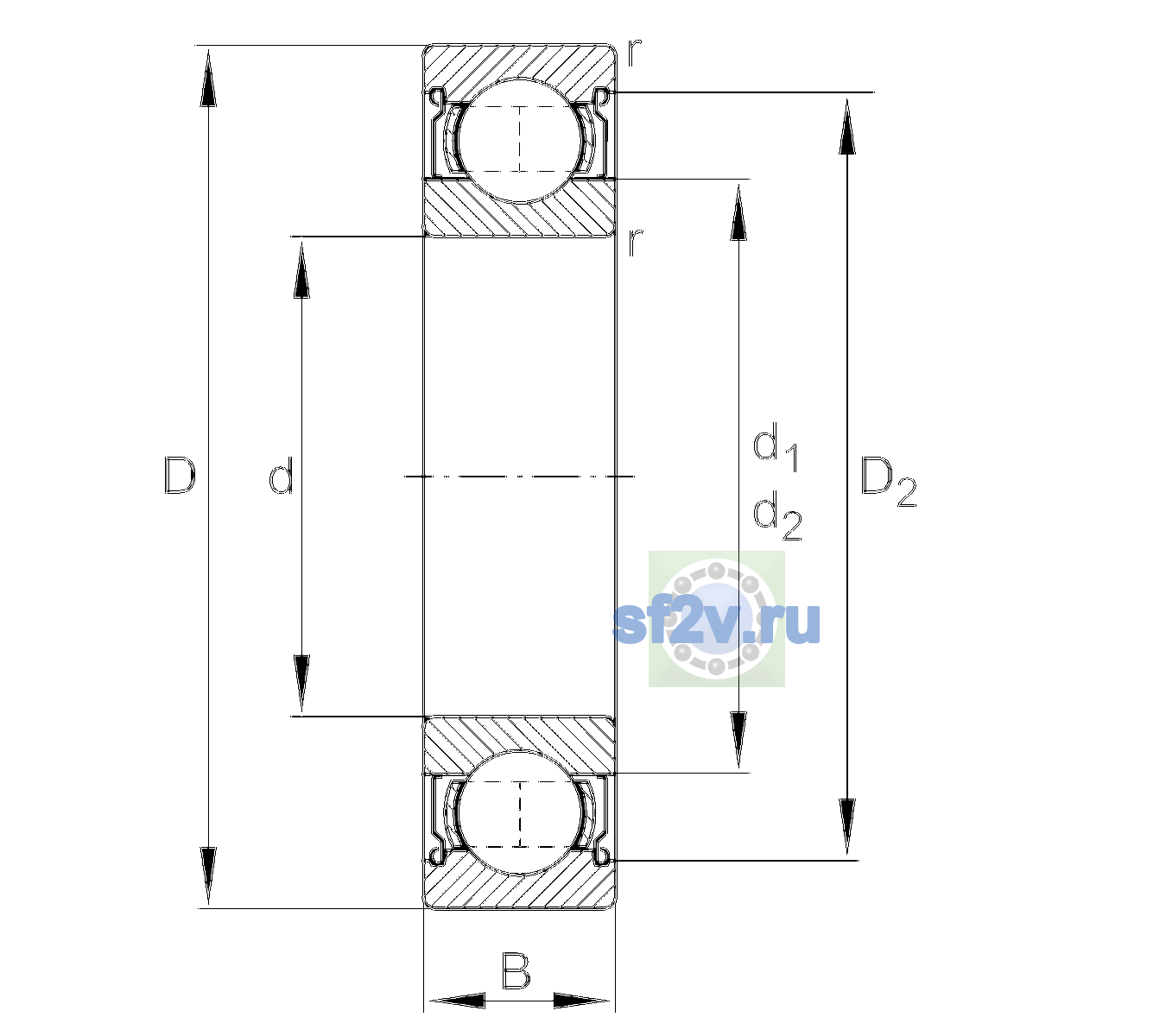 Схема подшипника 6301-2Z-L069
