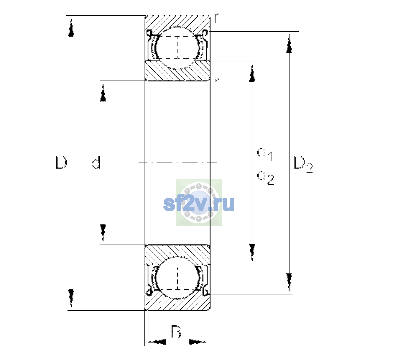 Схема подшипника 6302-2Z-L038-C3