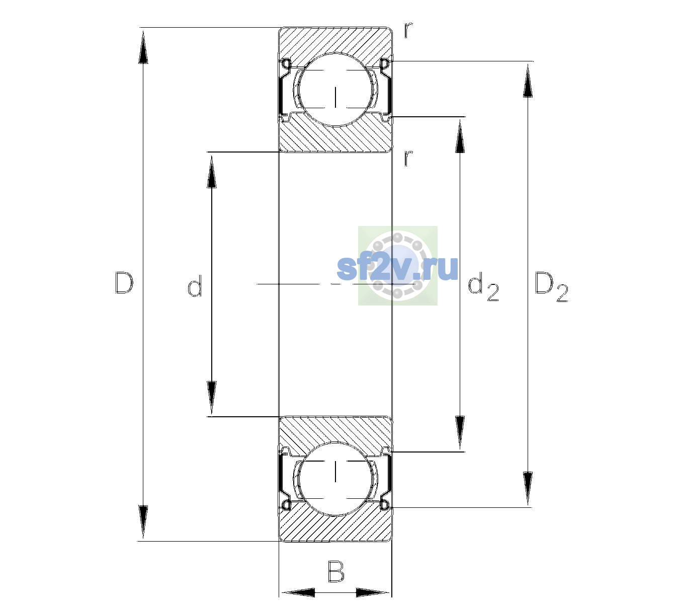 Схема подшипника 6302-C-2Z-L038-C3>V
