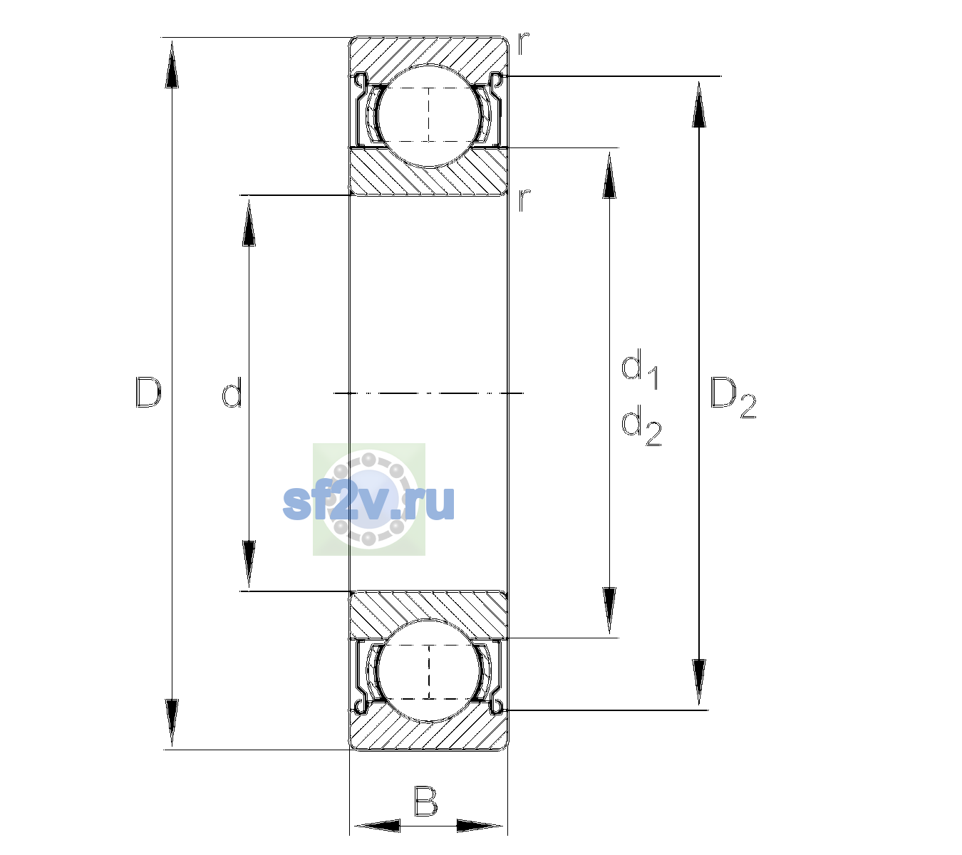 Схема подшипника 6303-2Z-L138-C3