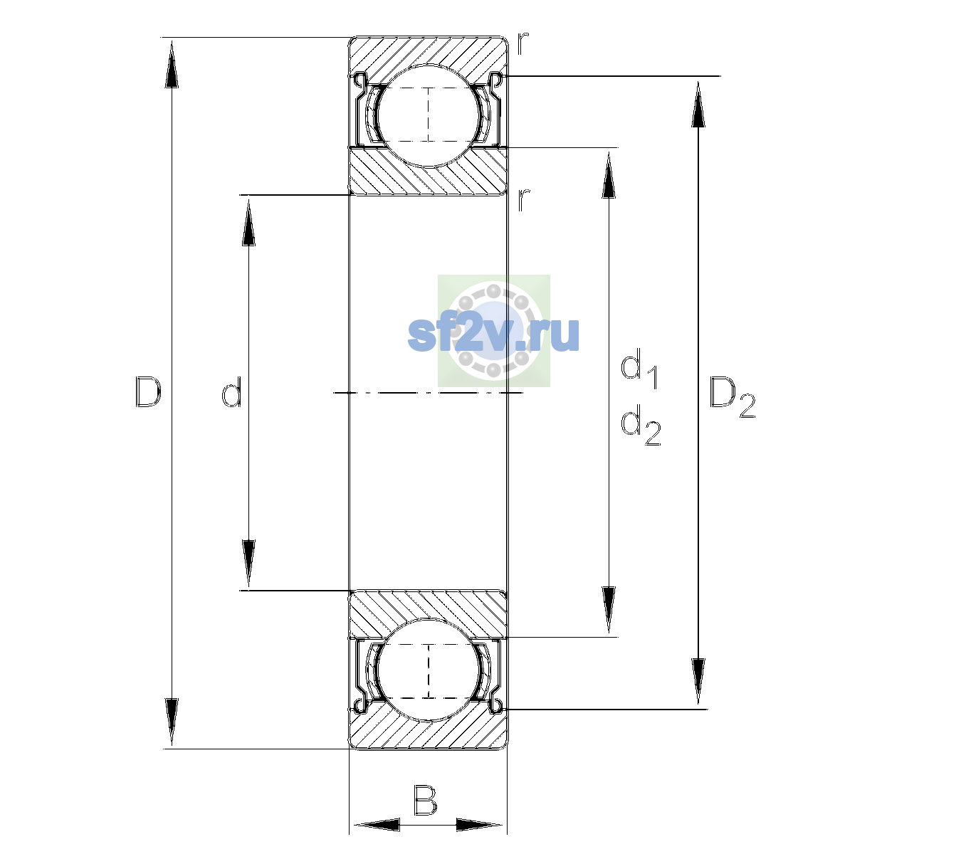 Схема подшипника 6303-2Z-L138-CM