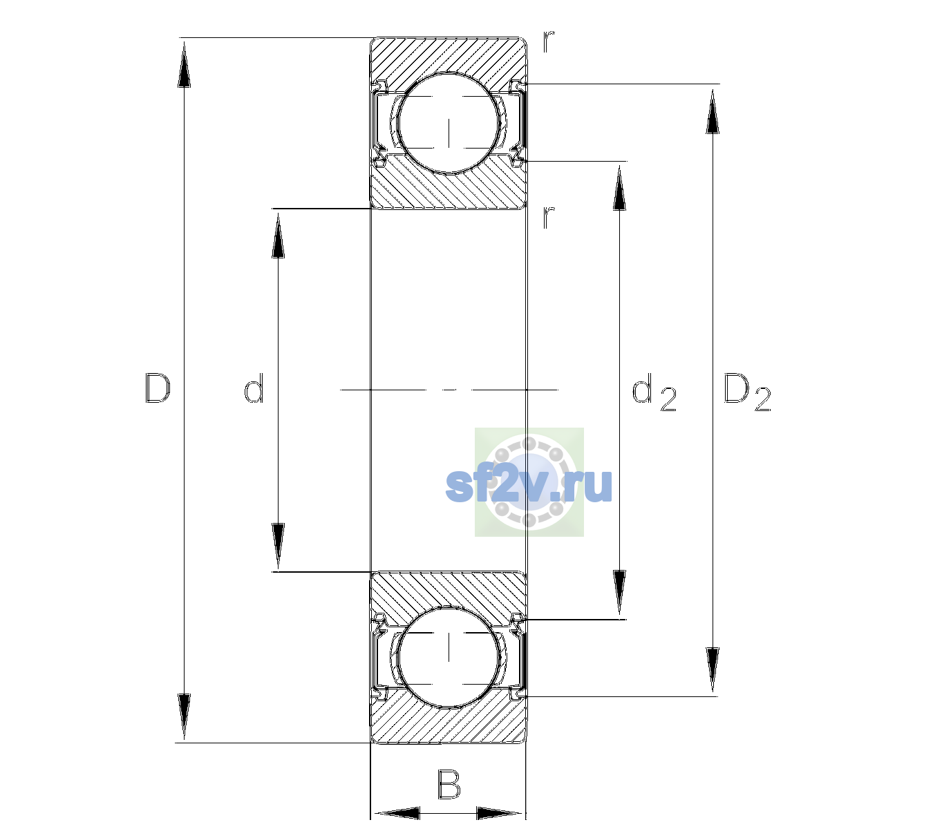 Схема подшипника 6303-C-2HRS-L138-CM>V