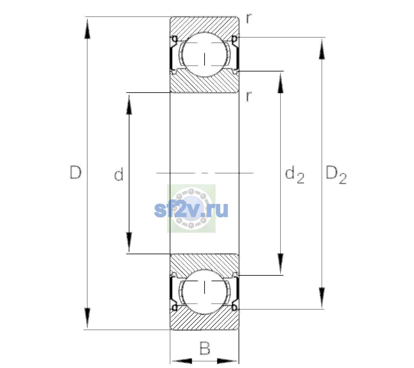 Схема подшипника 6303-C-2Z-L138-C3>V
