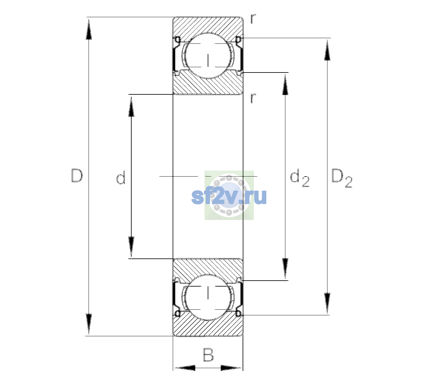 Схема подшипника 6303-C-2Z-L207-C3>V