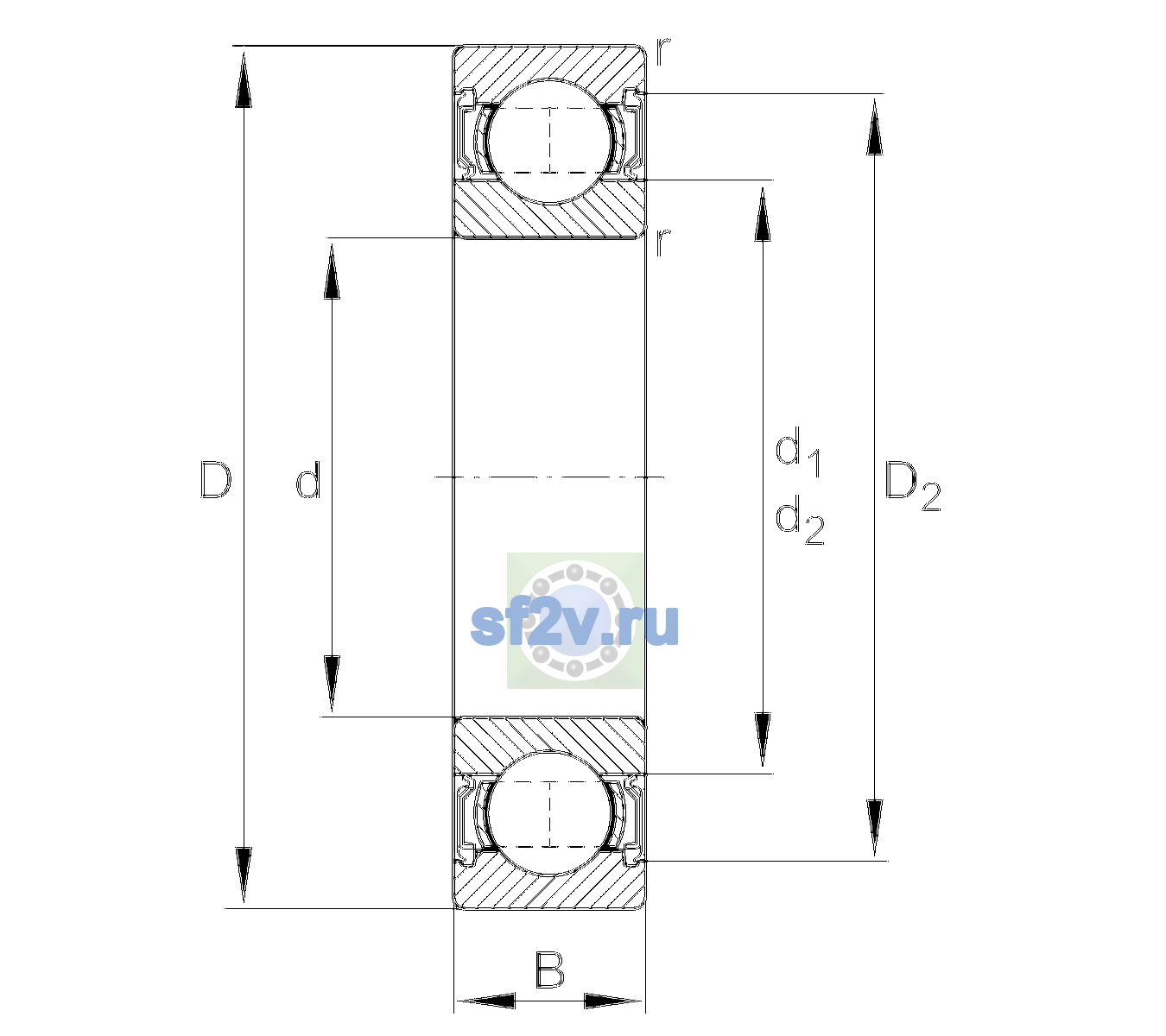 Схема подшипника 6304-2RSR-L138-CM