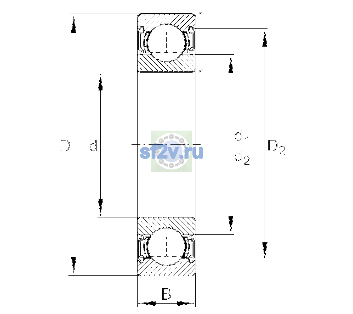 Схема подшипника 6304-2RSR-L336-C3