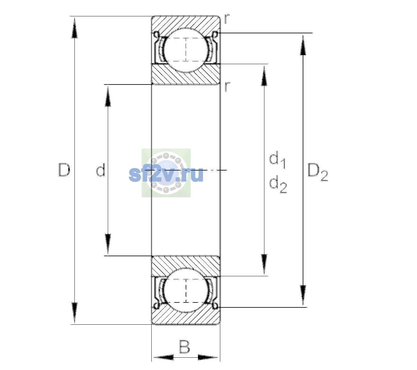 Схема подшипника 6304-2Z-L138-CM