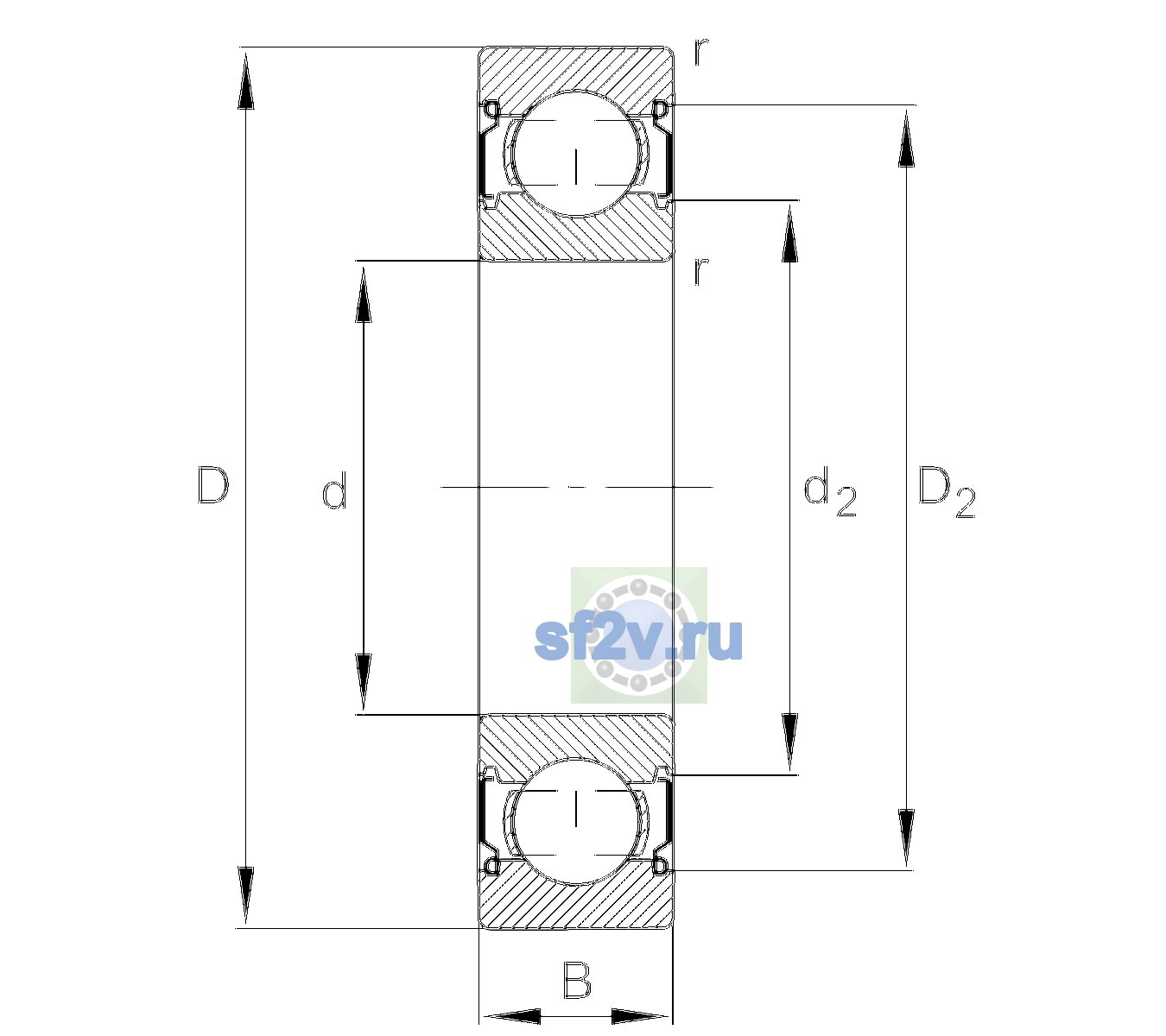 Схема подшипника 6304-C-2Z-L207-C3>V